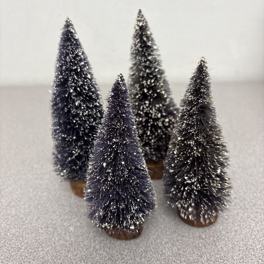 5 Lemax Brush Christmas Trees/Shrubs Flocked Snow Village Accessory Collectable